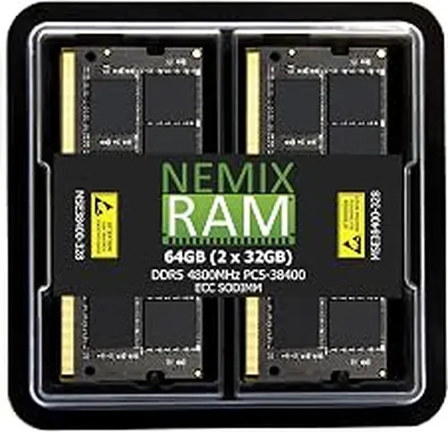 NEMIX RAM 64GB (2X32GB) DDR5 4800MHz PC5-38400 2Rx8 1.1V CL40 262-PIN ECC Unbuffered SODIMM Memory KIT
