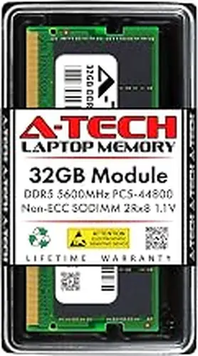 A-Tech 32GB RAM for Dell Latitude 14 3450, 15 3550, 14 5450, 15 5550 Laptop | DDR5 5600MHz PC5-44800 SODIMM 2Rx8 1.1V 262-Pin Non-ECC SO-DIMM Memory Upgrade
