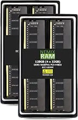 NEMIX RAM 128GB (4X32GB) DDR5 5600MHZ PC5-44800 2Rx8 1.1V CL46 288-PIN ECC Unbuffered UDIMM KIT Compatible with ASUS ProArt X670E-CREATOR WiFi Motherboard