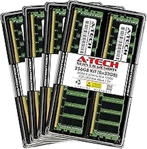 A-Tech A-Tech 256GB Kit (8x32GB) DDR4 2133MHz PC4-17000 ECC LRDIMM 4Rx4 Quad Rank 1.2V Load Reduced DIMM 288-Pin Server RAM Memory Upgrade Modules (A-Tech Enterprise Series)