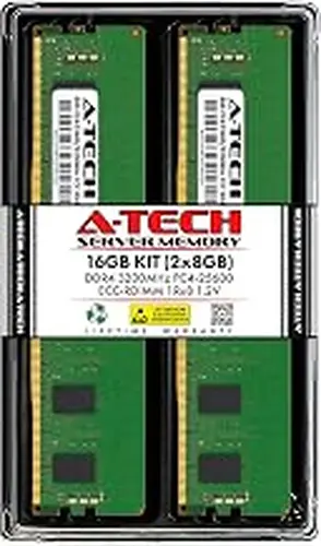 A-Tech 16GB Kit (2x8GB) DDR4 3200MHz PC4-25600 ECC RDIMM 1Rx8 Single Rank 1.2V ECC Registered DIMM 288-Pin Server & Workstation RAM Memory Upgrade Modules (A-Tech Enterprise Series)