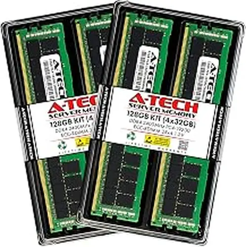 A-Tech 128GB Kit (4x32GB) RAM for Dell PowerEdge R430, R440, R730, R740, R930, R940 | DDR4 2400MHz PC4-19200 ECC RDIMM 2Rx4 Registered Server Memory Upgrade