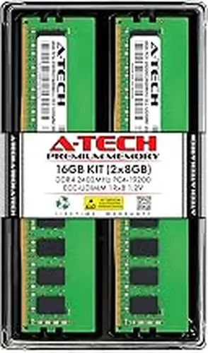 A-Tech 16GB Kit (2x8GB) RAM for QNAP TS-1273AU-RP-8G, TS-1673AU-RP-16G | DDR4 2400MHz PC4-19200 ECC-UDIMM 1Rx8 ECC Unbuffered Server Memory Upgrade