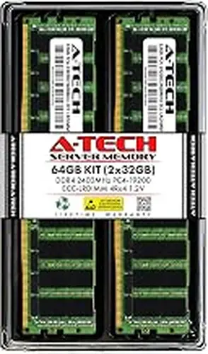 A-Tech 64GB Kit (2x32GB) DDR4 2400MHz PC4-19200 ECC LRDIMM 4Rx4 Quad Rank 1.2V Load Reduced DIMM 288-Pin Server RAM Memory Upgrade Modules (A-Tech Enterprise Series)