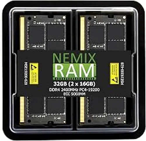 NEMIX RAM 32GB (2X16GB) DDR4 2400MHz PC4-19200 2Rx8 1.2V CL17 260-PIN ECC SODIMM KIT