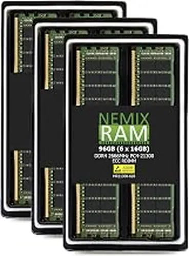 NEMIX RAM 96GB (6X16GB) DDR4 2666MHz PC4-21300 2Rx8 1.2V CL19 288-PIN ECC RDIMM Registered Server Memory KIT