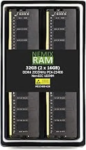 NEMIX RAM 32GB (2X16GB) DDR4 2933MHz PC4-23400 2Rx8 1.2V CL21 288-PIN Non-ECC UDIMM Unbuffered Desktop Memory KIT