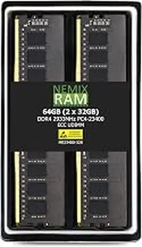 NEMIX RAM 64GB (2X32GB) DDR4 2933MHz PC4-23400 2Rx8 1.2V CL21 288-PIN ECC UDIMM Unbuffered Memory KIT
