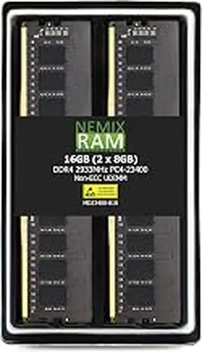 NEMIX RAM 16GB (2X8GB) DDR4 2933MHz PC4-23400 1Rx8 1.2V CL21 288-PIN Non-ECC UDIMM Unbuffered Desktop Memory KIT