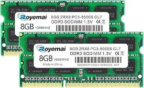 2X8GB PC3-8500 Sodimm DDR3 1066 16GB RAM PC3 8500S 1066MHZ 2Rx8 204-pin 1.5v 16G Memory Upgrade for Laptop