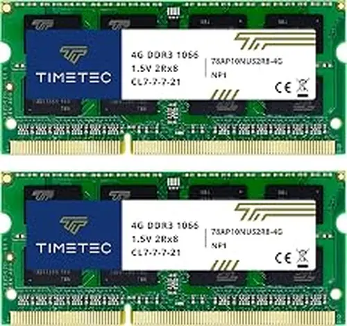 Timetec 8GB KIT(2x4GB) DDR3 1066MHz PC3-8500 Non-ECC Unbuffered 1.5V CL7 2Rx8 Dual Rank 204 Pin SODIMM Laptop Notebook PC Computer Memory RAM Module Upgrade (8GB KIT(2x4GB))