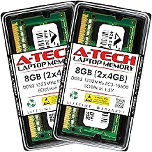 A-Tech 8GB Kit (2x4GB) RAM for Fujitsu LIFEBOOK Ah531/Gfo, E741, E781, Lh530 A29, NH751, P701, P771, PH521, PH701, S751, S761, S761 (vPro) | DDR3 1333MHz PC3-10600 SODIMM 1.5V Non-ECC Memory Upgrade