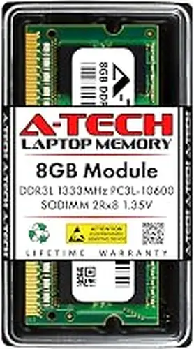 A-Tech 8GB RAM for Dell Latitude 13 3150 Laptop | DDR3/DDR3L 1333MHz PC3L-10600 SODIMM 2Rx8 1.35V 204-Pin Non-ECC SO-DIMM Memory Upgrade