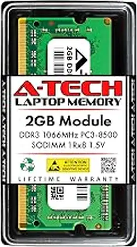 A-Tech 2GB RAM Replacement for Kingston KVR1066D3S8S7/2G | DDR3 1066MHz PC3-8500 1Rx8 1.5V SODIMM 204-Pin Memory Module