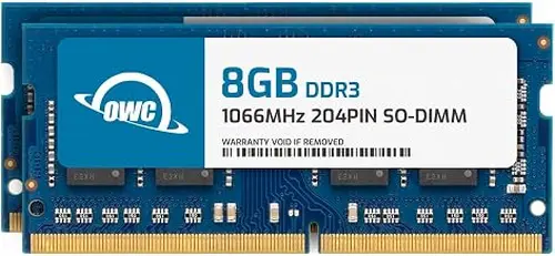 OWC 16GB (2x8GB) DDR3 1066MHz Non-ECC SODIMM 1.5V 204-pin Memory RAM | PC3-8500, Non-ECC Unbuffered, 2Rx8, 1.5V, CL7, Compatible with Select Laptops, All-in-One Systems, and NAS Systems