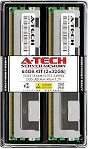 A-Tech 64GB Kit (2x32GB) RAM for Dell PowerEdge C6220, C6220 II, M620, R420, R520, R620, R720xd, R820, R920, T420, T620 | DDR3 1866MHz PC3-14900 ECC LRDIMM 4Rx4 1.5V Load Reduced Server Memory Upgrade