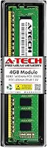 A-Tech 4GB Replacement for Micron MT18JSF51272AZ-1G6 - DDR3 1600MHz PC3-12800E ECC Unbuffered UDIMM 240-Pin 2Rx8 1.5V - Single Server Memory RAM Stick (MT18JSF51272AZ-1G6-ATC)