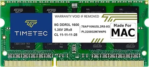 Timetec 8GB Compatible for Apple DDR3L 1600MHz PC3L-12800 for Mac Book Pro (Early/Late 2011,Mid 2012), iMac(Mid 2011,Late 2012,Early/Late 2013,Late 2014,Mid 2015), Mac Mini(Mid 2011,Late 2012) MAC RAM