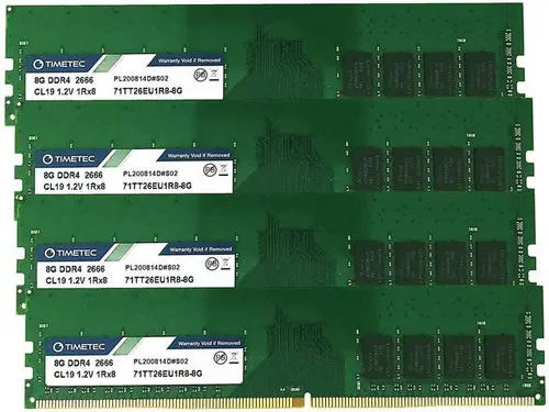 Timetec Hynix IC 32GB KIT (4x8GB) DDR4 2666MHz PC4-21300 Unbuffered ECC 1.2V CL19 1Rx8 Single Rank 288 Pin UDIMM Server Memory RAM Module Upgrade...