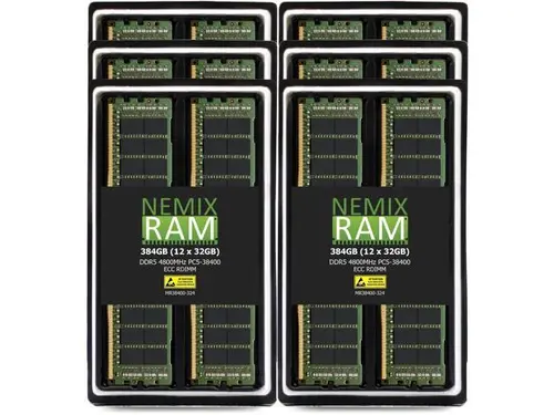 NEMIX RAM 384GB (12X32GB) DDR5 4800MHZ PC5-38400 2Rx4 1.1V 288-PIN ECC RDIMM Registered Server Memory KIT Compatible with Dell PowerEdge R6615 Server