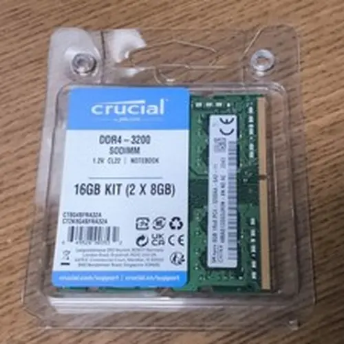 Crucial 16GB Laptop DDR4 3200 MHz SODIMM Memory Kit (2 x 8GB)