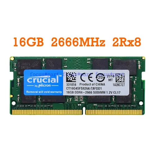 Crucial 16 GB Ram DDR4 2133 2400 2666 3200 MHz SO-DIMM Memory 260-Pin For Laptop 16GB