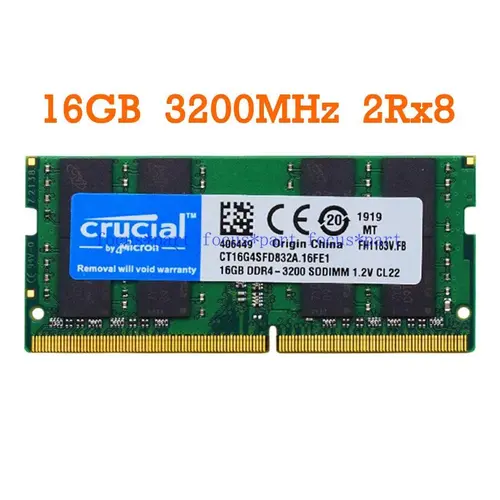 Crucial 16 GB Ram DDR4 2133 2400 2666 3200 MHz SO-DIMM Memory 260-Pin For Laptop 16GB