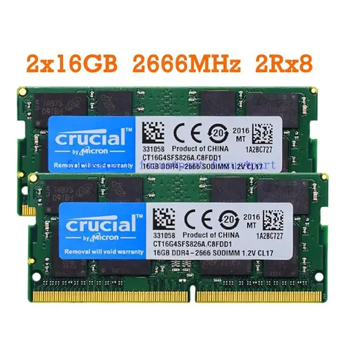 Crucial 16 GB Ram DDR4 2133 2400 2666 3200 MHz SO-DIMM Memory 260-Pin For Laptop 16GB