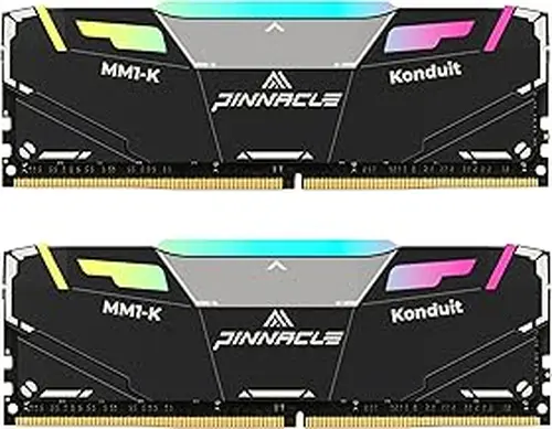Timetec Pinnacle Konduit RGB 16GB KIT(2x8GB) DDR4 3200MHz PC4-25600 CL16-18-18-38 XMP2.0 Overclocking 1.35V Compatible for AMD and Intel Desktop Gaming PC Memory Module RAM - Black