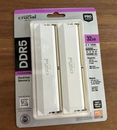 Crucial Pro DDR5-6000 32GB RAM Kit (16GBx2) White UDIMM Gaming Memory
