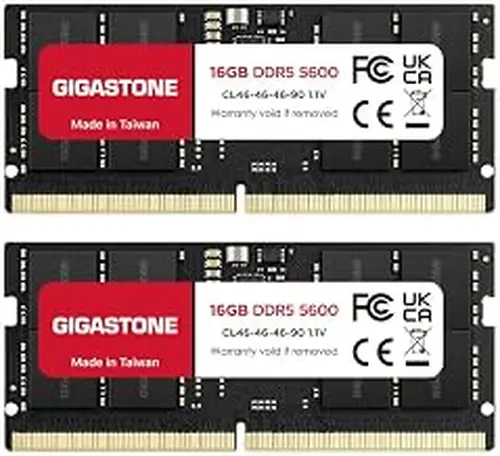 【DDR5 RAM Laptop Only】 GIGASTONE 32GB Kit (2x16GB) DDR5 5600MHz PC5-44800 CL 46-46-46-90 1.1V SODIMM 262 Pin Unbuffered Non ECC High Performance Notebook Memory Upgrade