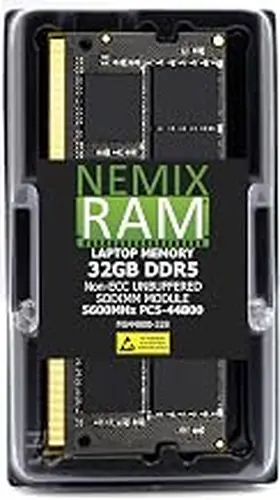 NEMIX RAM 32GB DDR5 5600MHz (1x32GB) SODIMM Laptop Memory – PC5-44800 262-Pin 2Rx8 CL46 1.1V Non-ECC Unbuffered DDR5 Notebook RAM Upgrade High Speed Performance