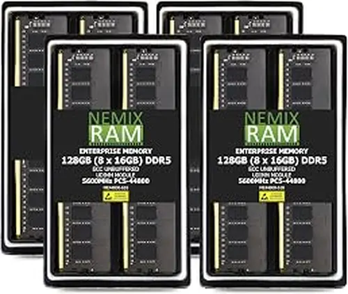 128GB 8X16GB DDR5 5600MHz PC5-44800 1Rx8 1.1V CL46 288-PIN ECC Unbuffered UDIMM NEMIX RAM Memory KIT