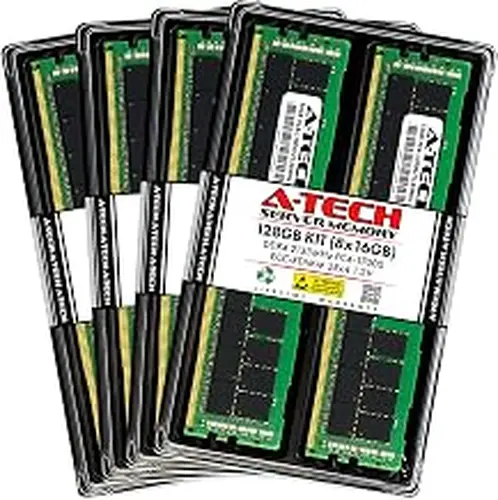 A-Tech 128GB Kit (8x16GB) DDR4 2133MHz PC4-17000 ECC RDIMM 2Rx4 Dual Rank 1.2V ECC Registered DIMM 288-Pin Server & Workstation RAM Memory Upgrade Modules (A-Tech Enterprise Series)