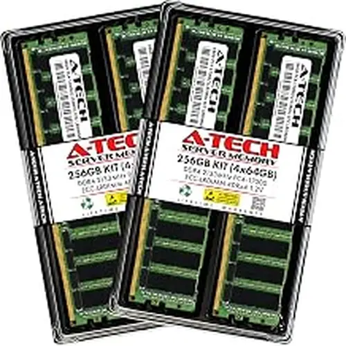 A-Tech 256GB Kit (4x64GB) DDR4 2133MHz PC4-17000 ECC LRDIMM 4Rx4 (4DRx4) Quad Rank 1.2V Load Reduced DIMM 288-Pin Server RAM Memory Upgrade Modules (A-Tech Enterprise Series)