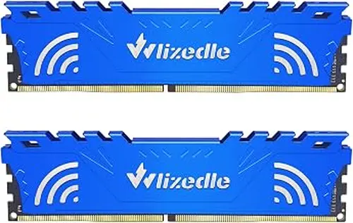 DDR4 3200MHz RAM 32GB Kit (2x16GB) XMP 2.0 CL16 UDIMM, Desktop Memory Module PC4-25600 288-Pin 1.35V Non-ECC Unbuffered PC Computer RAM Stick Upgrade - Blue