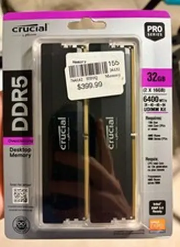 Crucial Pro 32GB (2 x 16GB) DDR5 6400 CL38 Desktop Memory XMP 3.0 EXPO - Black