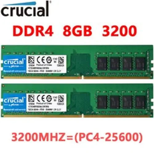Crucial DDR4 16GB 2X8GB 3200 Mhz PC4-25600 288pins Desktop Memory Dimm Ram