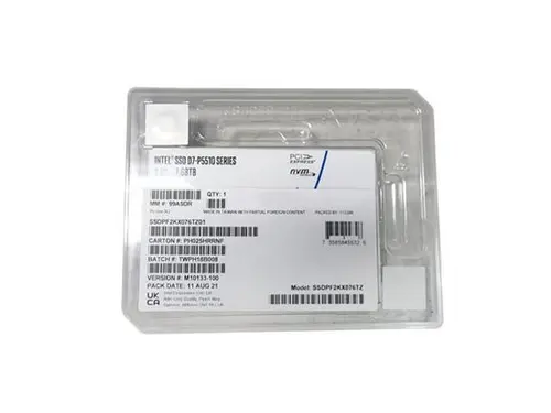 Intel D7-P5510 7.68 TB Solid State Drive - 2.5' Internal - U.2 (SFF-8639) NVMe (PCI Express NVMe 4.0 x4) - Server Device Supported - 14336 TB TBW -...