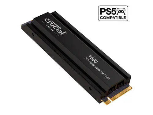 Crucial T500 2TB Gen4 NVMe M.2 Internal Gaming SSD with Heatsink, Up to 7400MB/s, PlayStation 5 Compatible + 1mo Adobe CC All Apps- CT2000T500SSD5