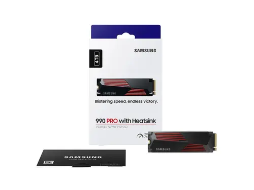 SAMSUNG 990 PRO w/ Heatsink Gaming Package M.2 2280 4TB PCI-Express Gen 4.0 x4, NVMe 2.0 V7 V-NAND 3bit MLC Internal Solid State Drive (SSD)...