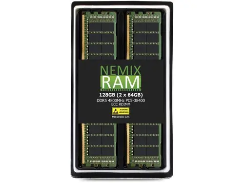 NEMIX RAM 128GB (2X64GB) DDR5 4800MHZ PC5-38400 2Rx4 1.1V 288-PIN ECC RDIMM Registered Server Memory KIT