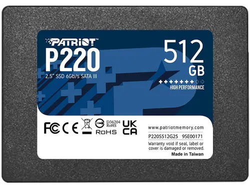 Patriot Memory P220 2.5' 512GB SATA III TLC Internal Solid State Drive (SSD) P220S512G25