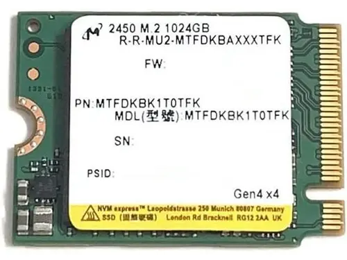 Micron SSD 1TB M.2 2230 30mm NVMe PCIe 4.0 Gen4 x4 MTFDKBK1T0TFK 2450 Series Solid State Drive for PS5 Dell HP Lenovo Laptop Desktop Ultrabook...