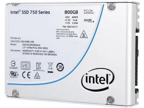 Intel 750 Series 2.5' U.2 (M.2 adaptor) 800GB PCI-Express 3.0 x4 MLC Internal Solid State Drive (SSD) SSDPE2MW800G4M2