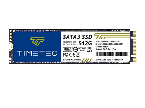 Timetec 512GB SSD 3D NAND SATA III 6Gb/s M.2 2280 NGFF 256TBW Read Speed Up to 550MB/s SLC Cache Performance Boost Internal Solid State Drive for...