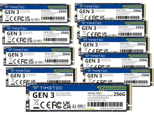 Timetec 256GBx10 (10 Pack) SSD NVMe PCIe Gen3x4 8Gb/s M.2 2280 3D NAND TLC 150TBW SLC Cache Read/Write Speed Up to 2,100/1,600 MB/s Internal Solid...