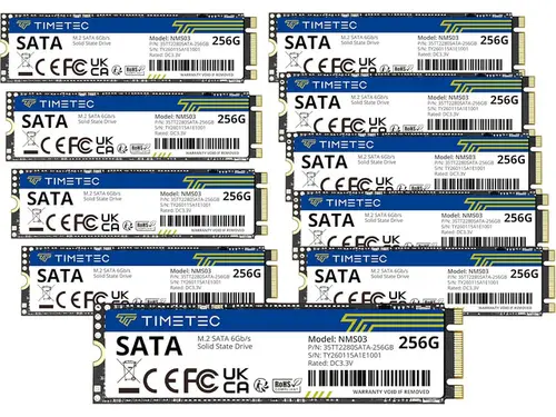 Timetec 256GBx10 (10 Pack) SSD 3D NAND TLC SATA III 6Gb/s M.2 2280 NGFF 128TBW Read Speed Up to 550MB/s SLC Cache Performance Boost Internal Solid...