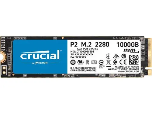 Crucial P2 1TB 3D NAND NVMe PCIe M.2 SSD Up to 2400 MB/s - CT1000P2SSD8