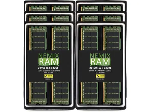 NEMIX RAM 384GB (12X32GB) DDR4 2933MHZ PC4-23400 2Rx8 1.2V CL21 288-PIN ECC RDIMM Registered Server Memory KIT Compatible with Dell Precision 7820...
